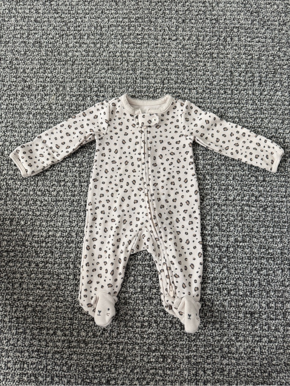 Carter's Cream Zipper Footie Pajama with Leopard Print
